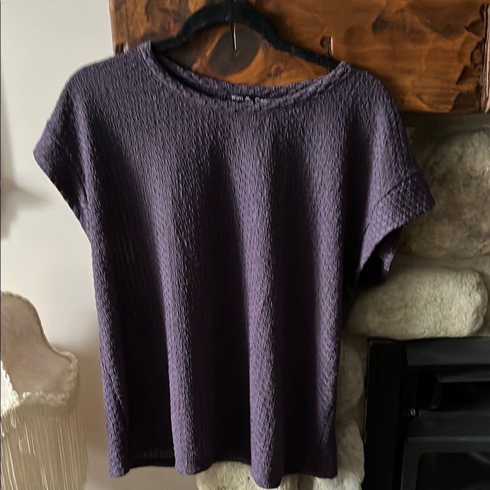 Classic Textured Short-Sleeve Top - Purple